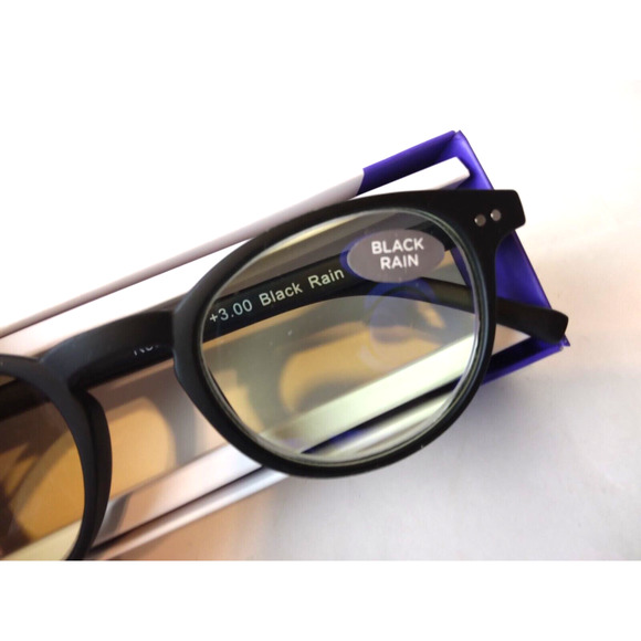 Readerest Blue Light Blocking Reading Glasses Black Rain +3.00 Magnification - Picture 1 of 4